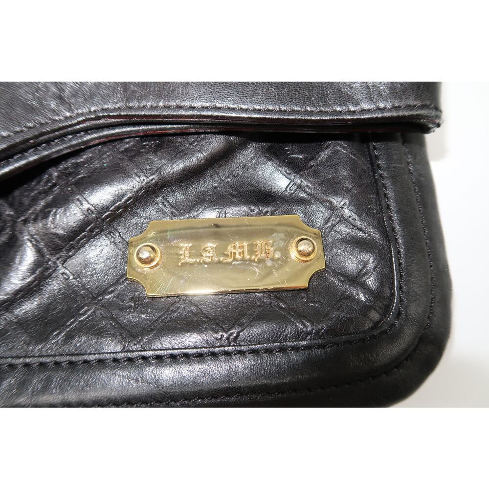 LAMB by Gwen Stefani Quilted Leather Fold-Over Clutch Black OS - Picture 2 of 14
